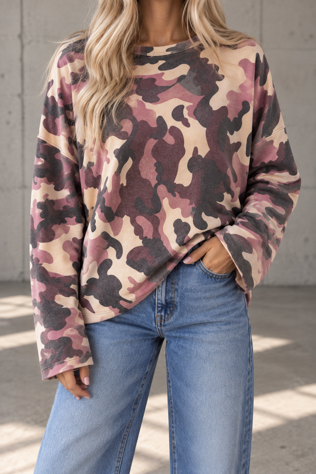 Longsleeve Camouflage Burgundy/creme