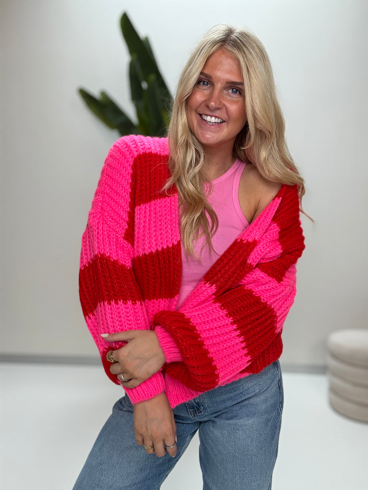 Strickjacke ONLY COZY VIBES pink/rot