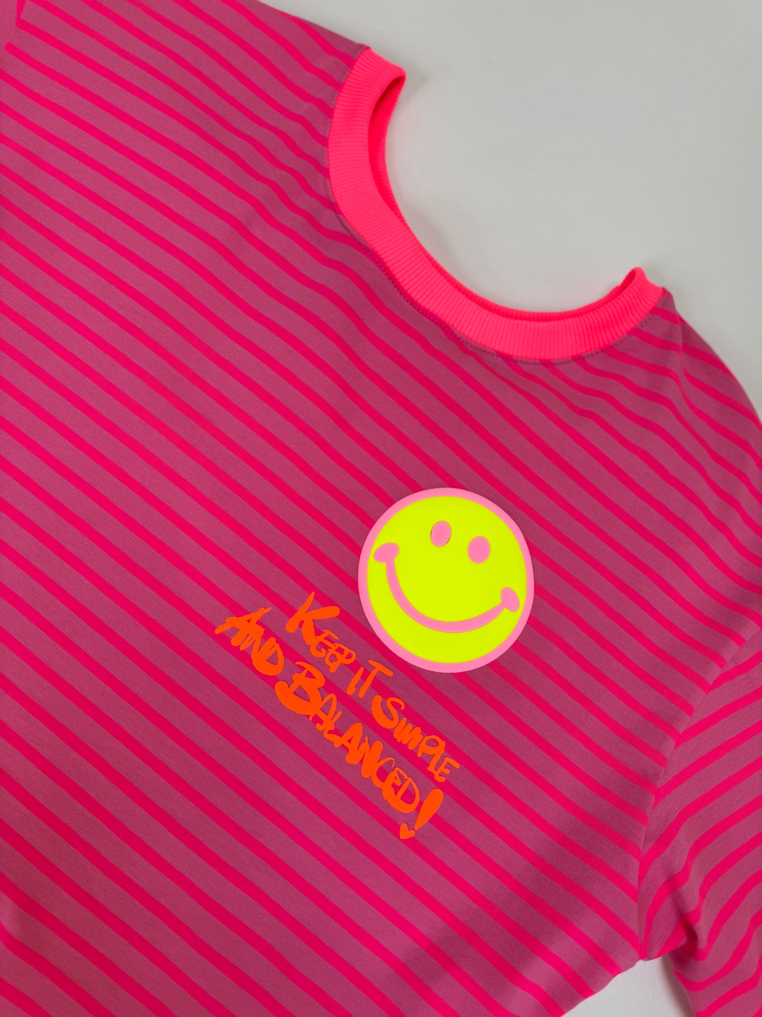 Gestreiftes Baumwoll Shirt KEEP IT SIMPLE fuchsia/pink