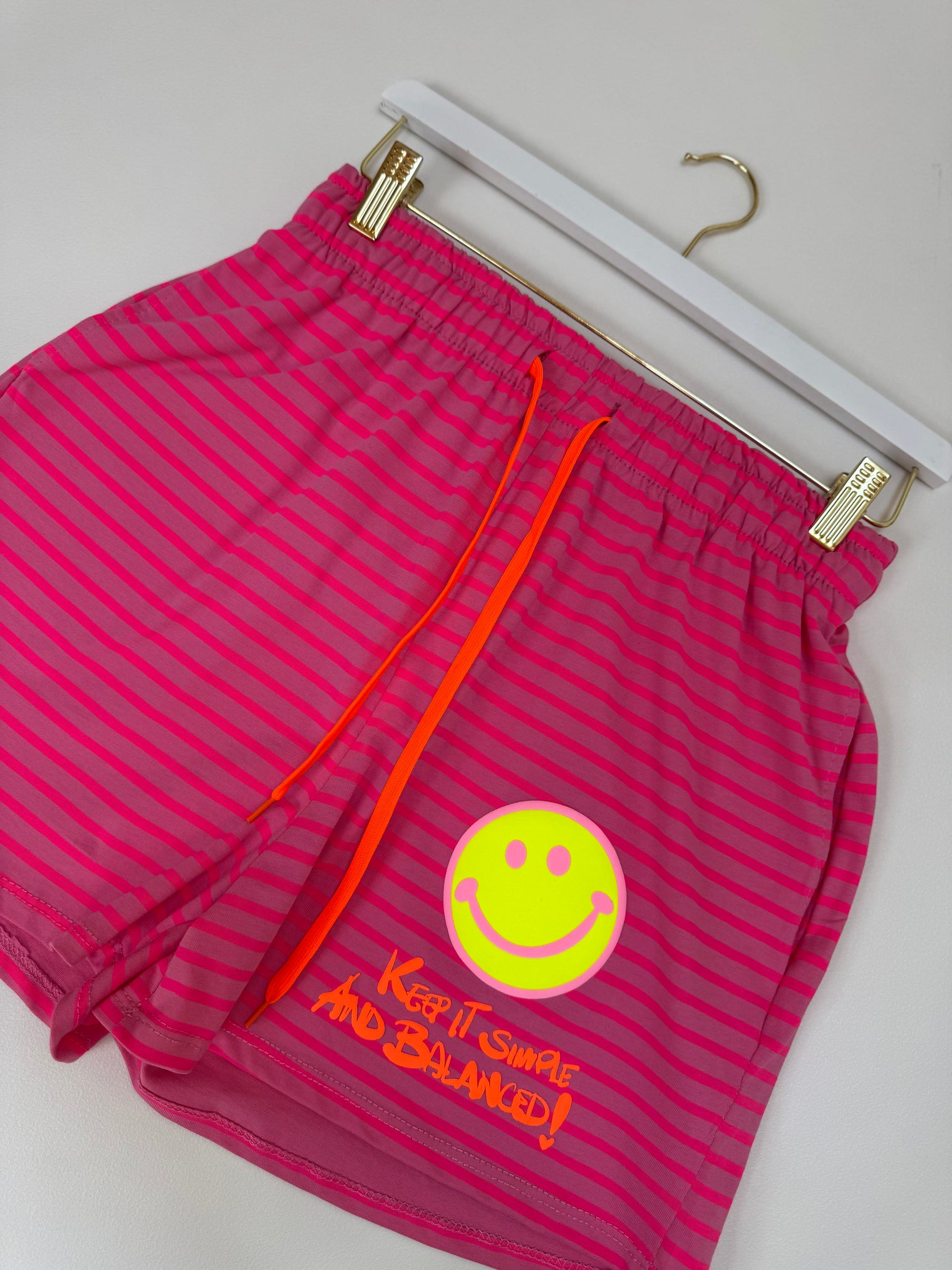 Gestreifte Baumwoll Shorts KEEP IT SIMPLE fuchsia/pink