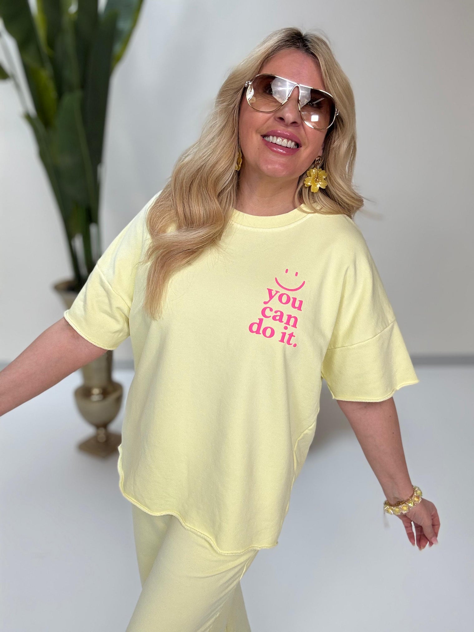 Statement Shirt YOU CAN DO IT buttermilk lemon
