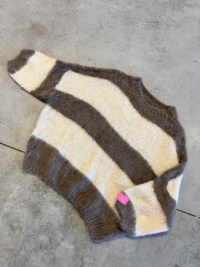 Strickpullover mit Patch taupe/creme