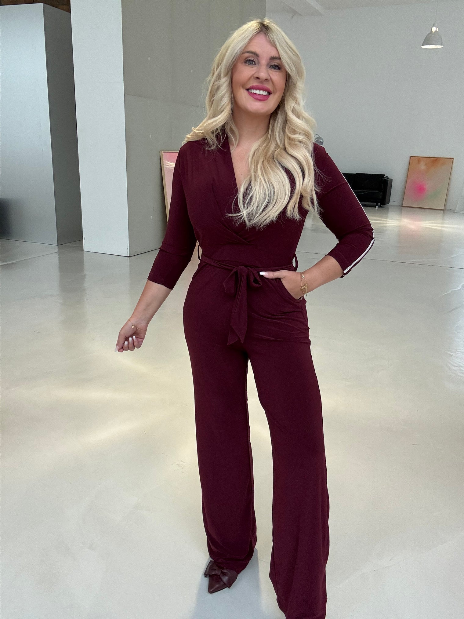 Jumpsuit ELEGANCE burgundy Stretchy