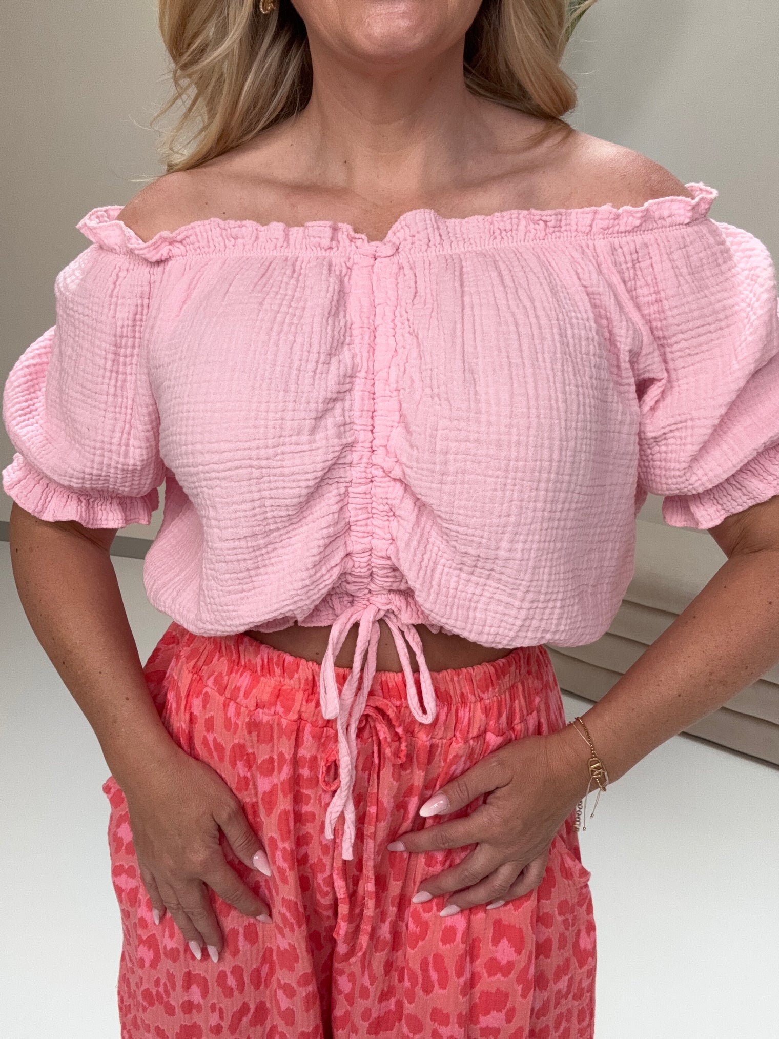 Musselin Carmen Bluse SUNNY DAY rosa