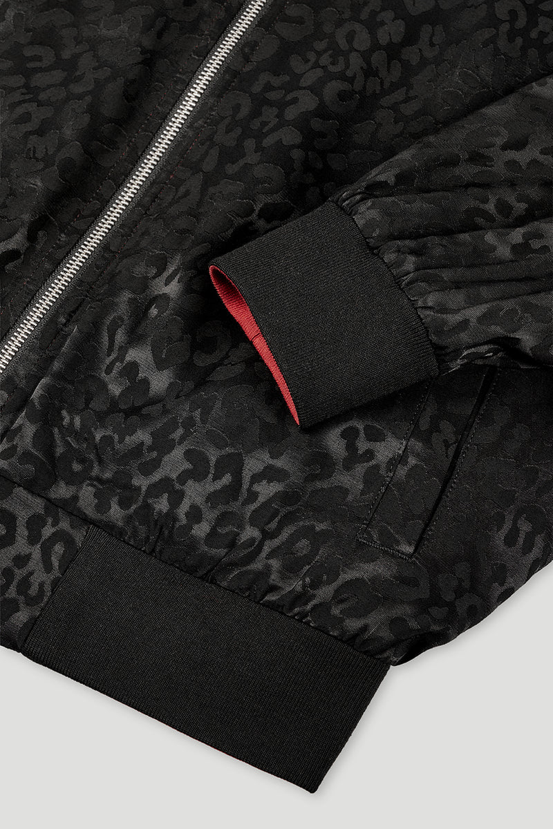 OH APRIL Elin Reversable Bomber Jacket Leo Black/ Maroon
