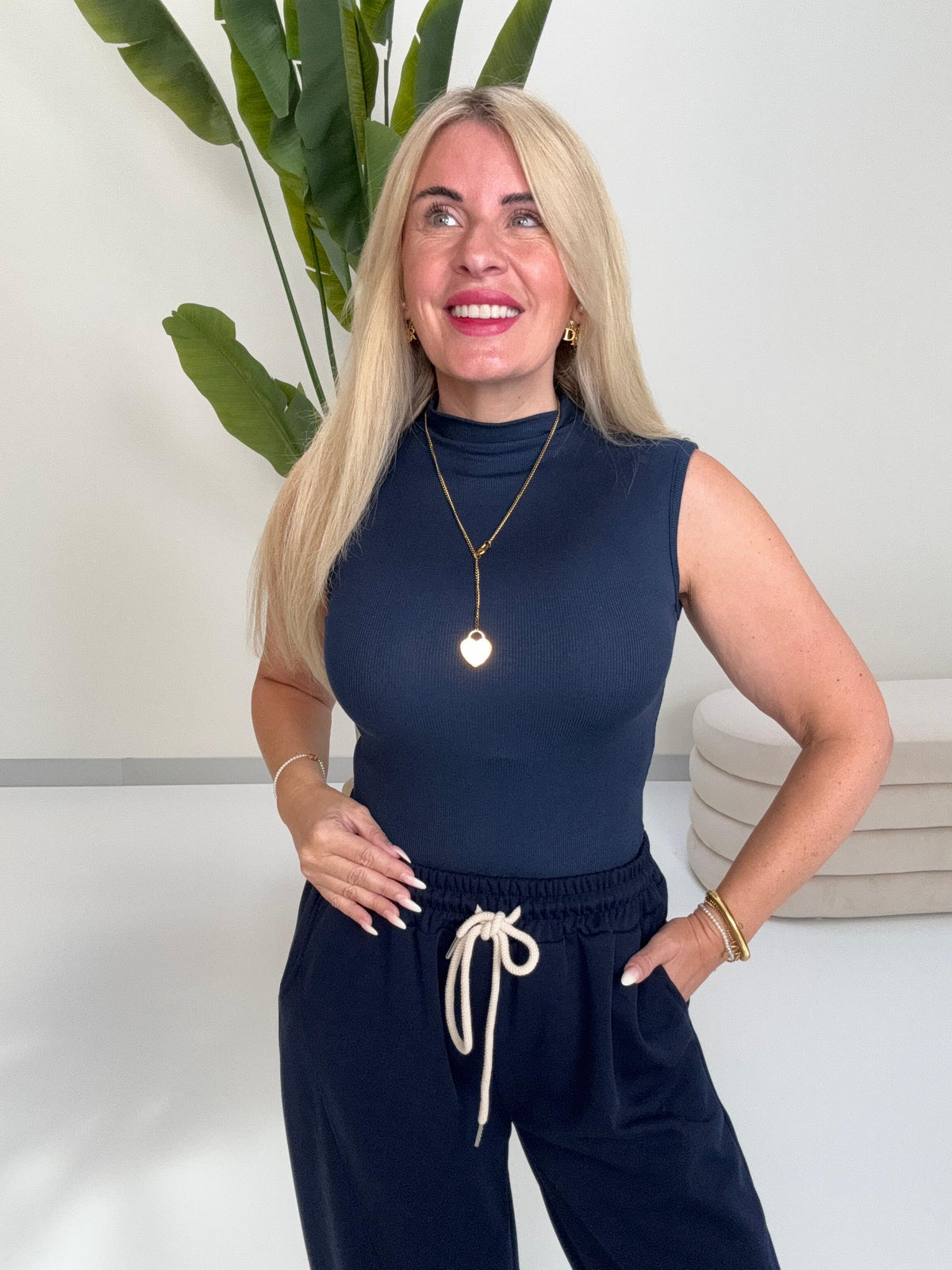 Ripp Turtle Neck Top LOVELY LIFE mitternachtsblau