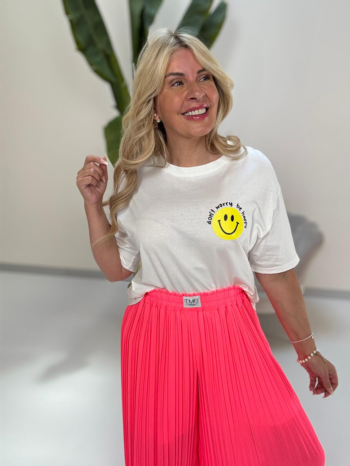 Statement Shirt DONT WORRY BE HAPPY weiß mit Rückenprint