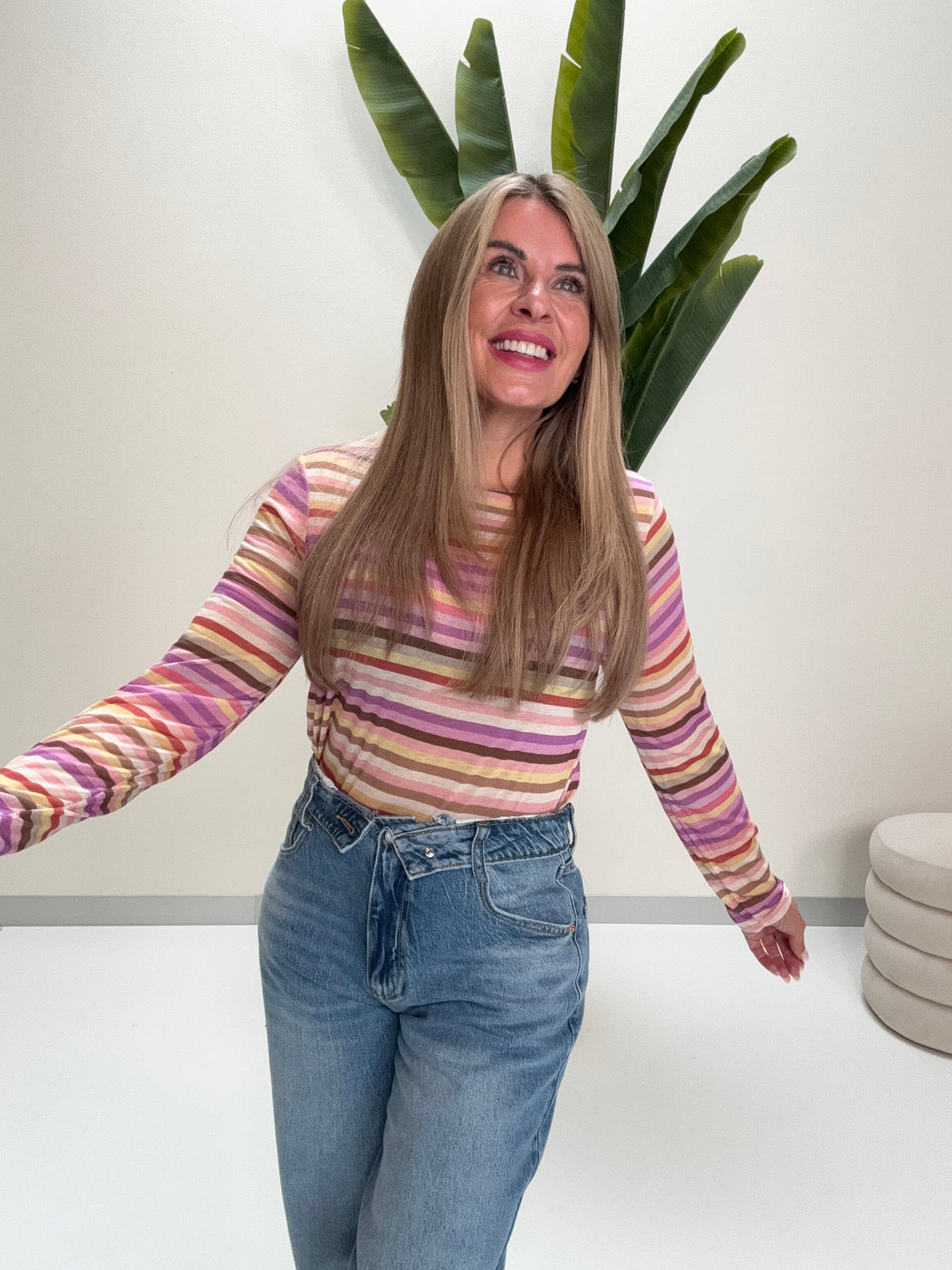 Comfy Stretchy Cashmere Langarmshirt flieder/lila/buttermilk