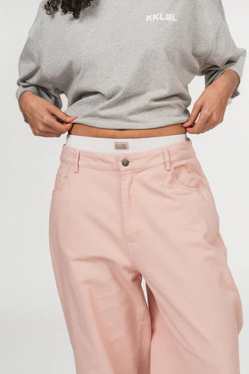 KARO KAUER DENIM BOXER PANTS ROSE