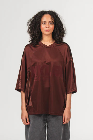 KARO KAUER JERSEY T-SHIRT CROPPED BROWN