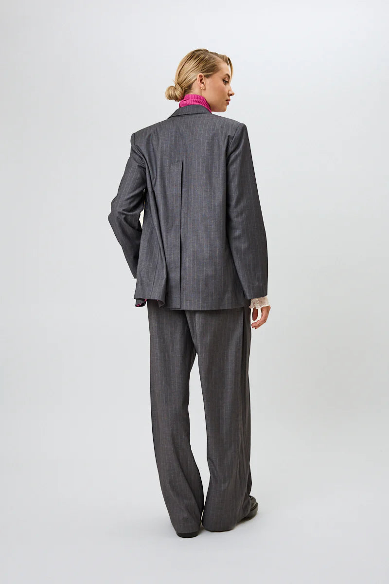 OH APRIL Leana Pleated Trousers Pinstripe