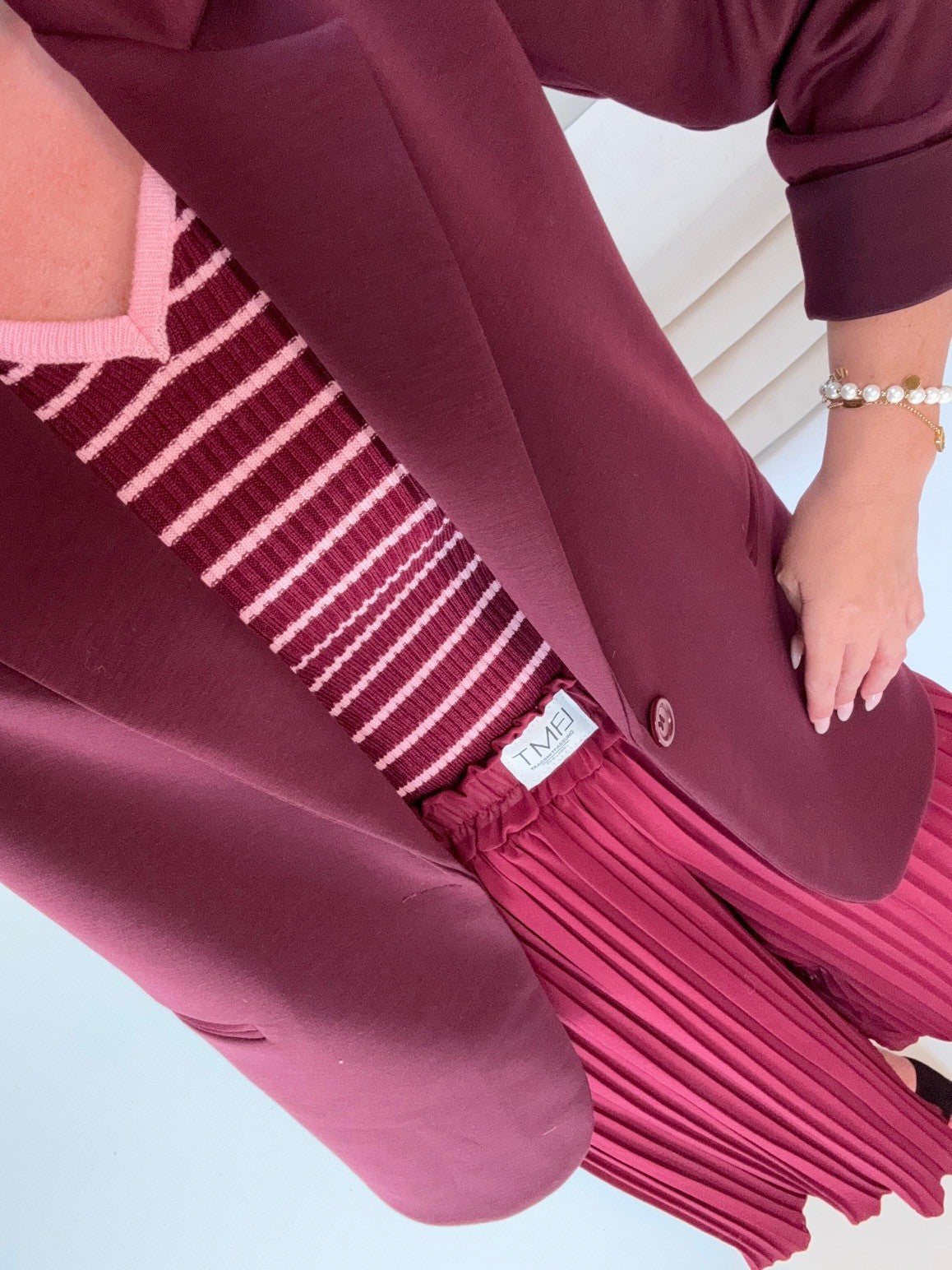Strick Ripp Top burgundy/rosa