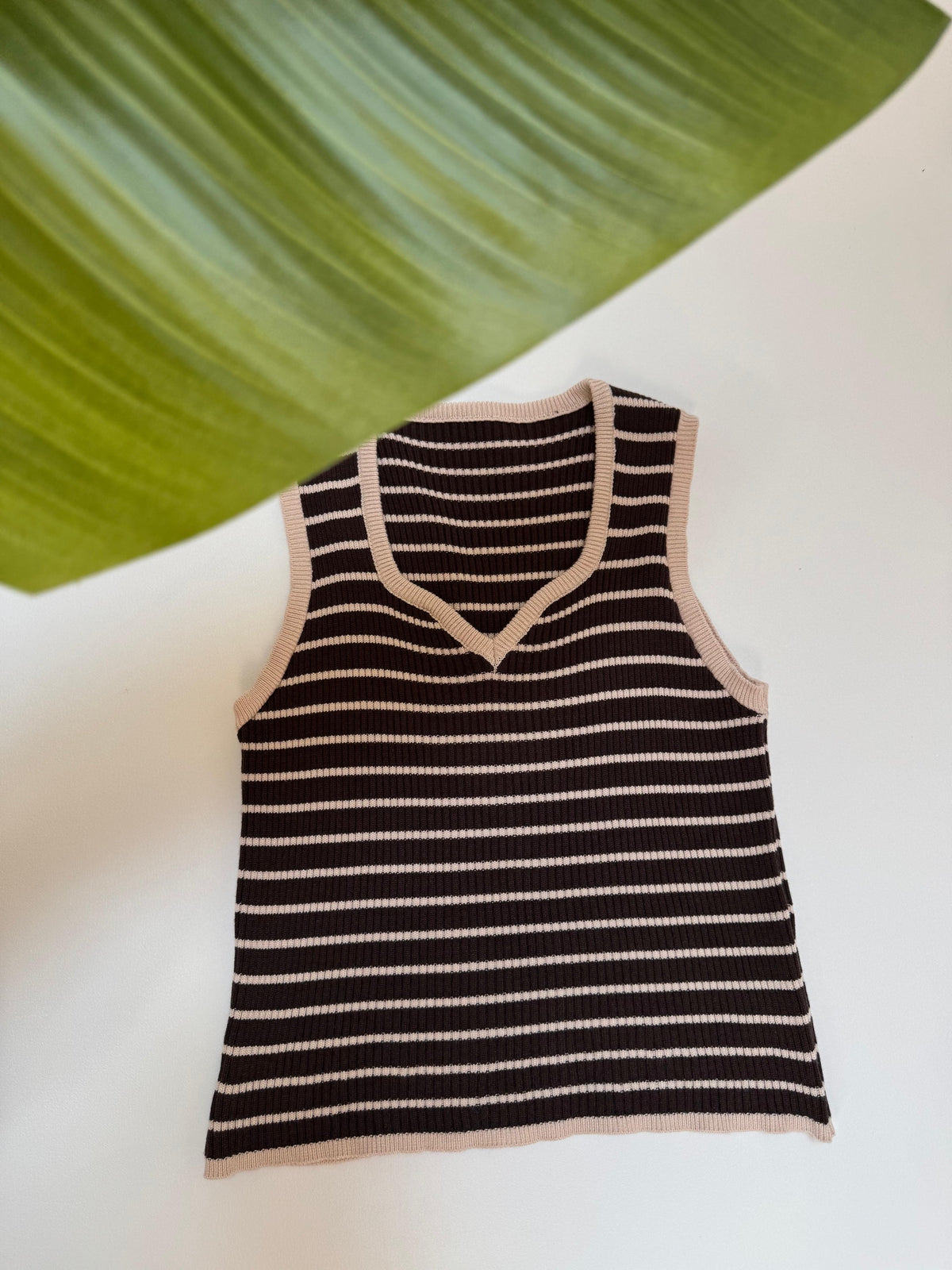 Strick Ripp Top braun/beige