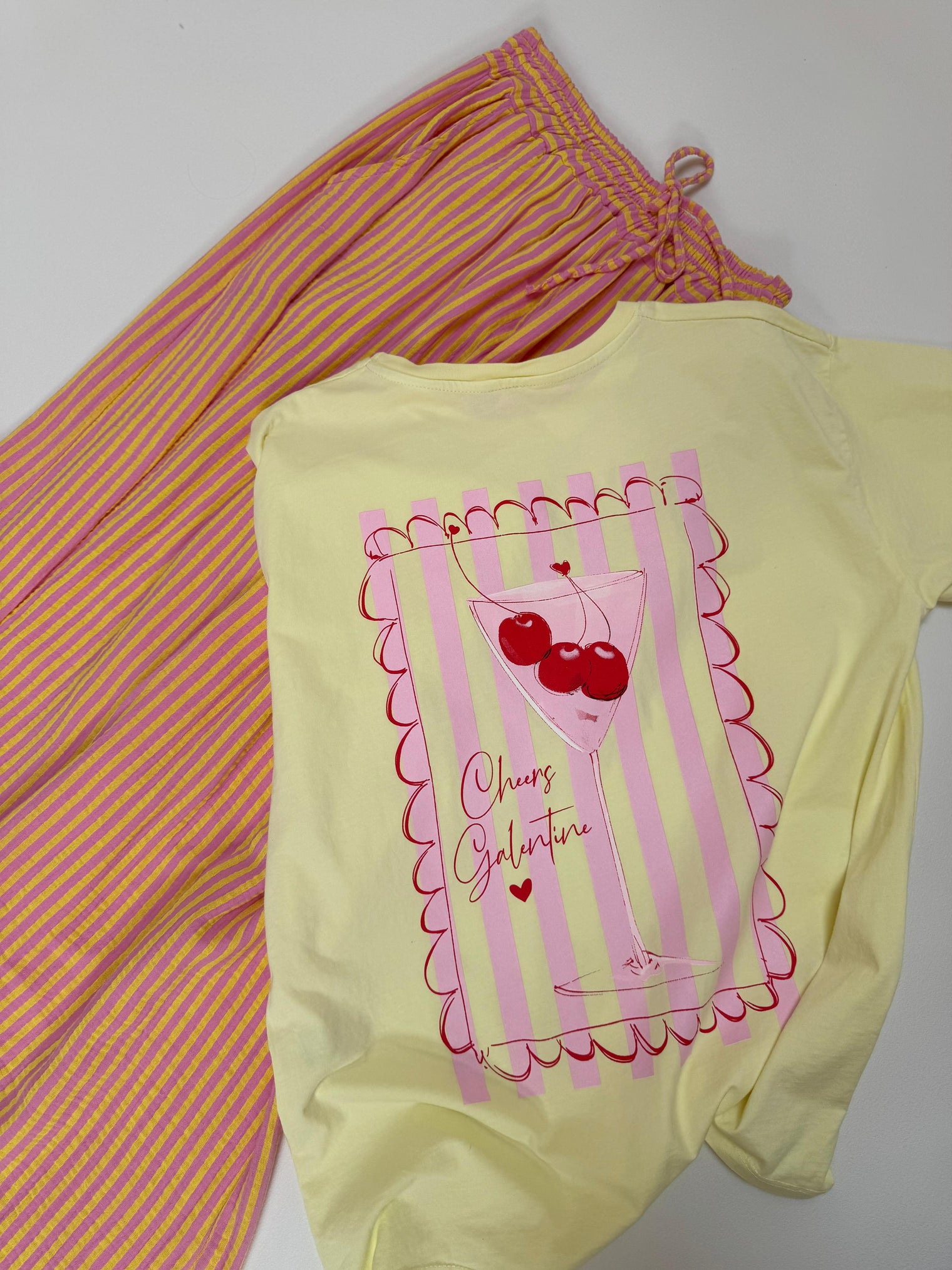 Statement Shirt buttermilk lemon CHEERS mit süßem Cocktailglas