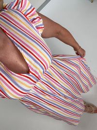 Signature Musselin Kleid weiß SMALL STRIPES rosa/hellblau/gelb/rot