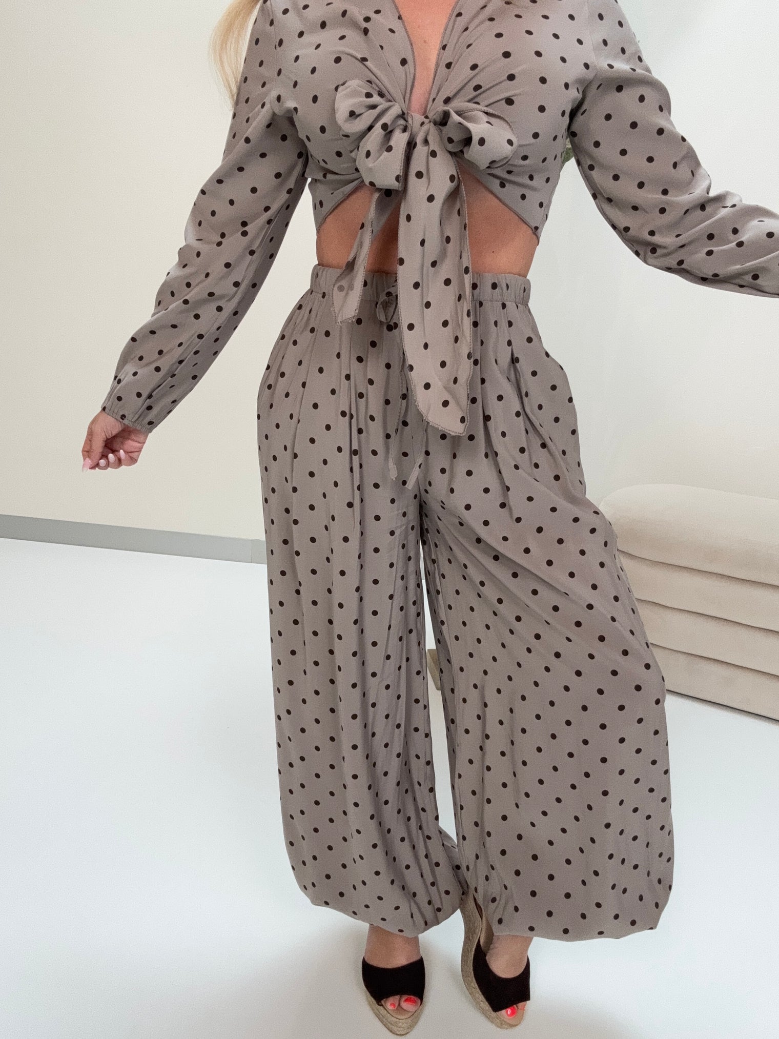 Ballon Hose POLKA DOTS LOVE taupe/coffee