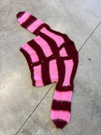 Flauschige Strickjacke mit Knopfleiste burgundy/rosa