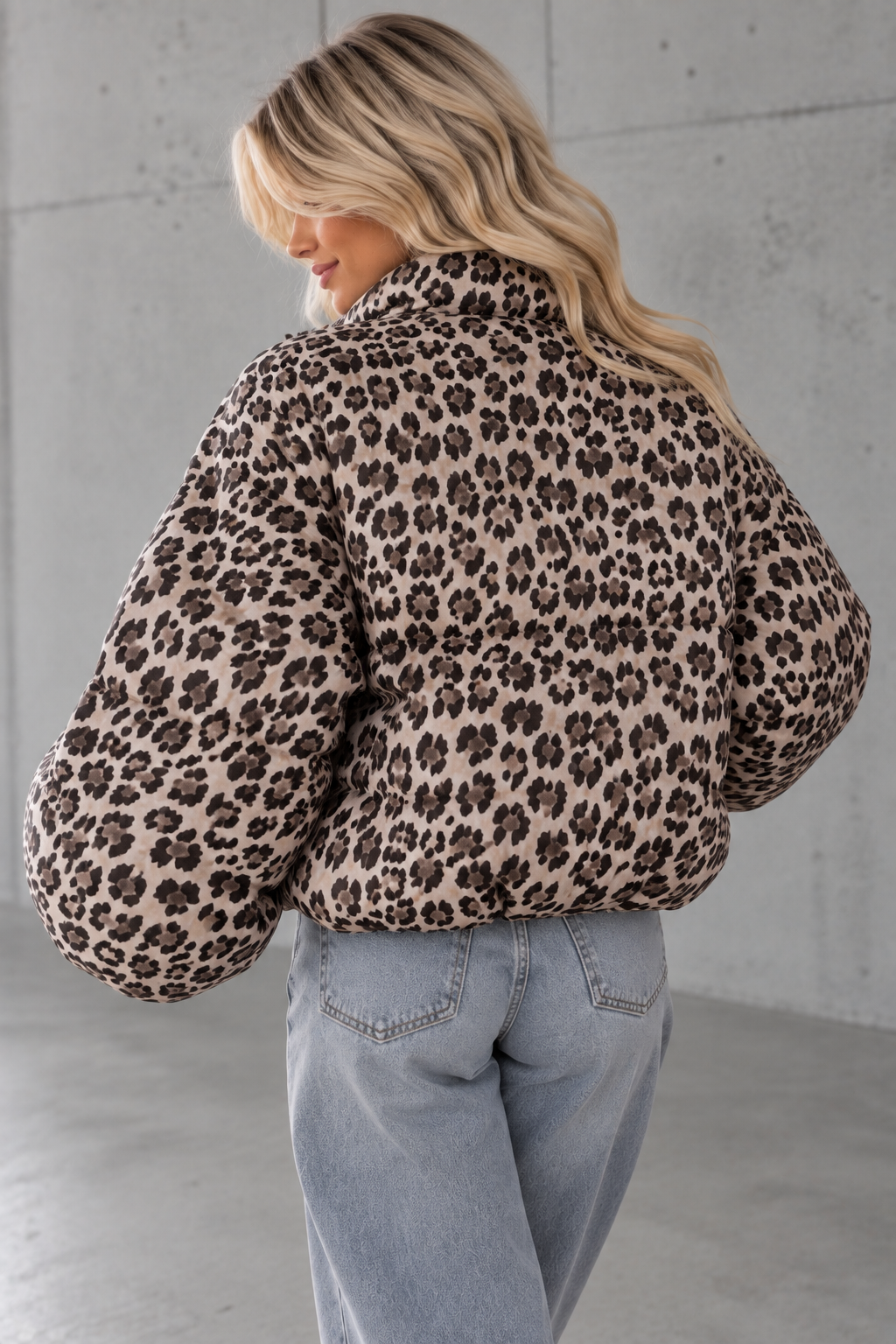 Jacke PUFFY POWER mit Reißverschluss taupe Leo