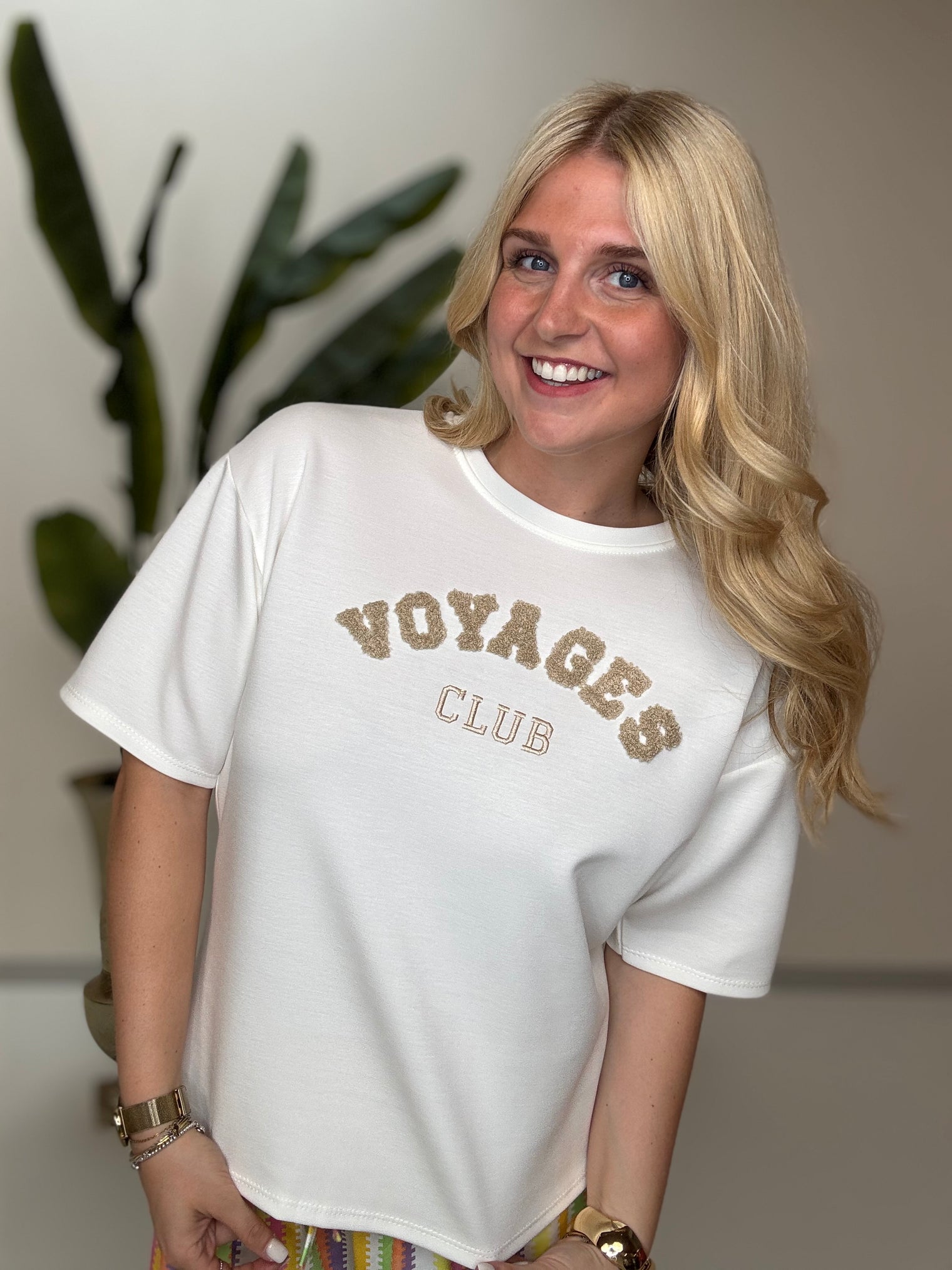 Butterstoff Kurzarm Shirt creme VOYAGES CLUB
