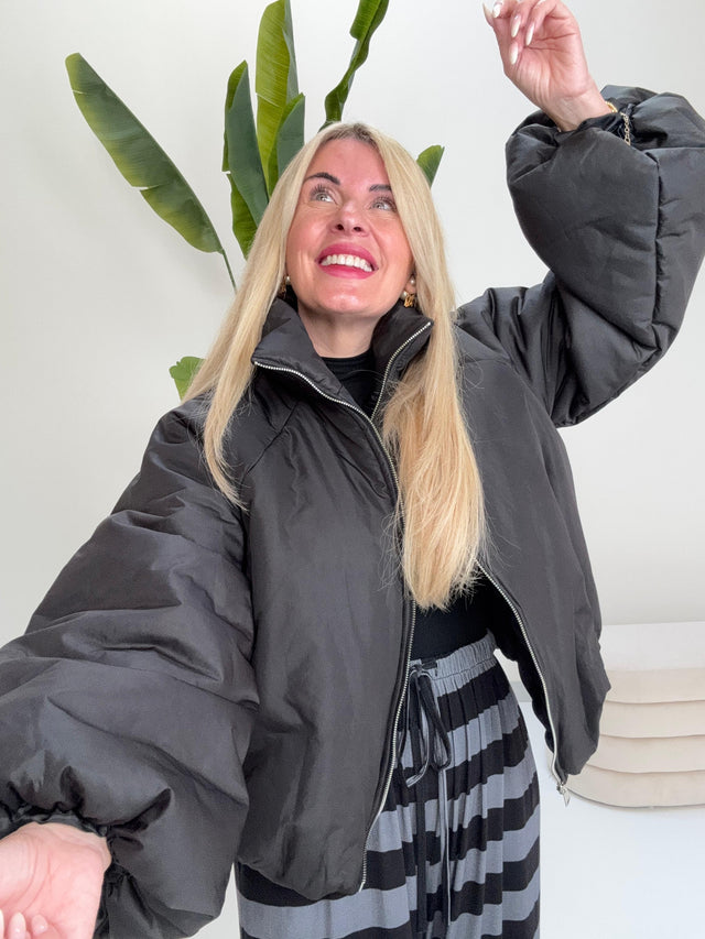 Jacke PUFFY POWER mit Reißverschluss schwarz