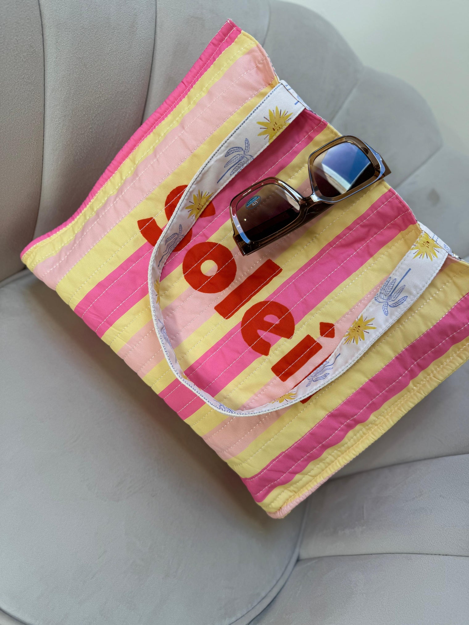 Wende Tasche SOLEIL rosa/pink/gelb gestreift