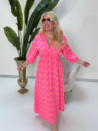 Signature Musselin Kleid pink ORNAMENTS hotpink/orange