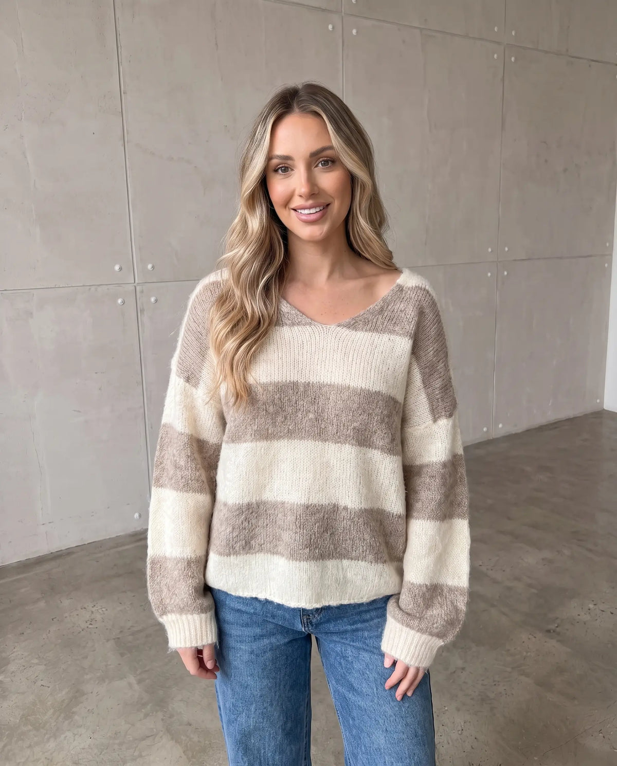 Kuschelweicher Strickpullover mit Alpakaanteil beige/creme
