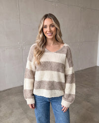 Kuschelweicher Strickpullover mit Alpakaanteil beige/creme