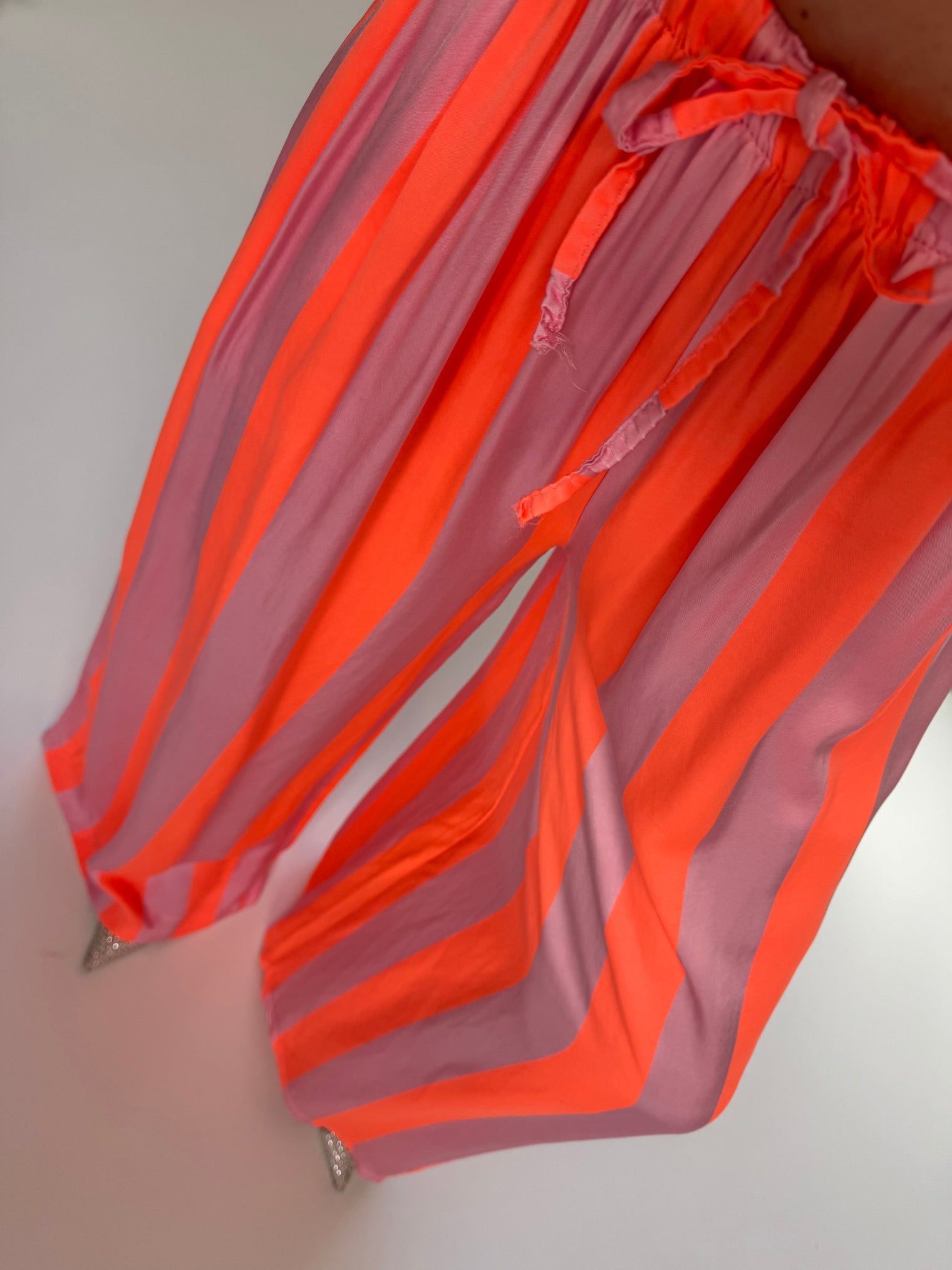 Hose mit Seide BLOCK STRIPES rosa/orange