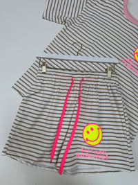 Gestreifte Baumwoll Shorts KEEP IT SIMPLE weiß/beige