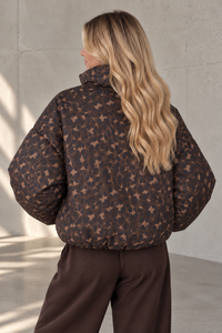 Jacke PUFFY POWER mit Reißverschluss Dark Chocolate Leo