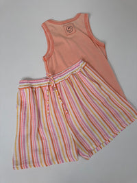 Musselin Shorts weiß SMALL STRIPES pastell rosa/peach/gelb