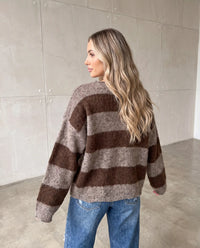 Kuschelweicher Strickpullover mit Alpakaanteil chocolate/taupe