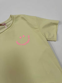 Sweatshirt kurzarm gelb HAPPY MIND HAPPY LIFE rosa