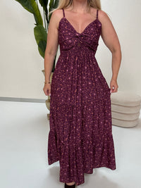 Luftiges Sommer Kleid FLORAL FEMININE mit dünnen Trägern plum/peach