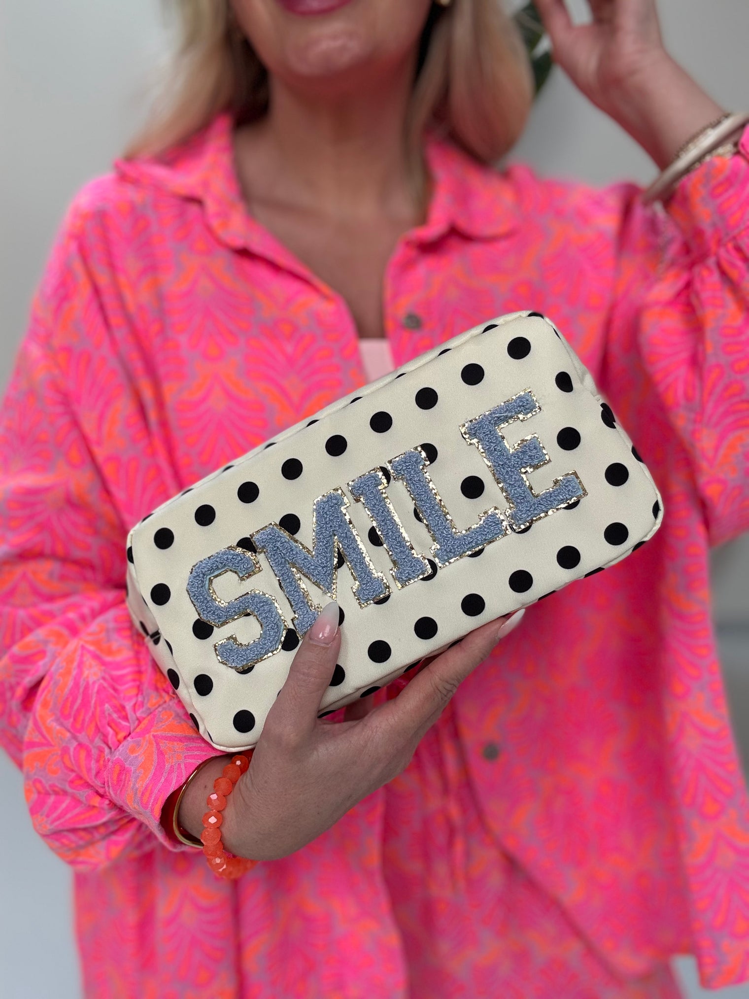 Long Bag SMILE mit Polka Dots