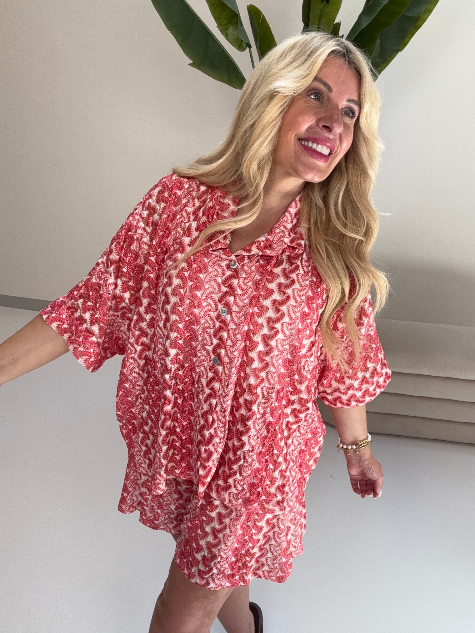 Sommer Bluse kurzarm SUMMER HOT rosa/pink/rot