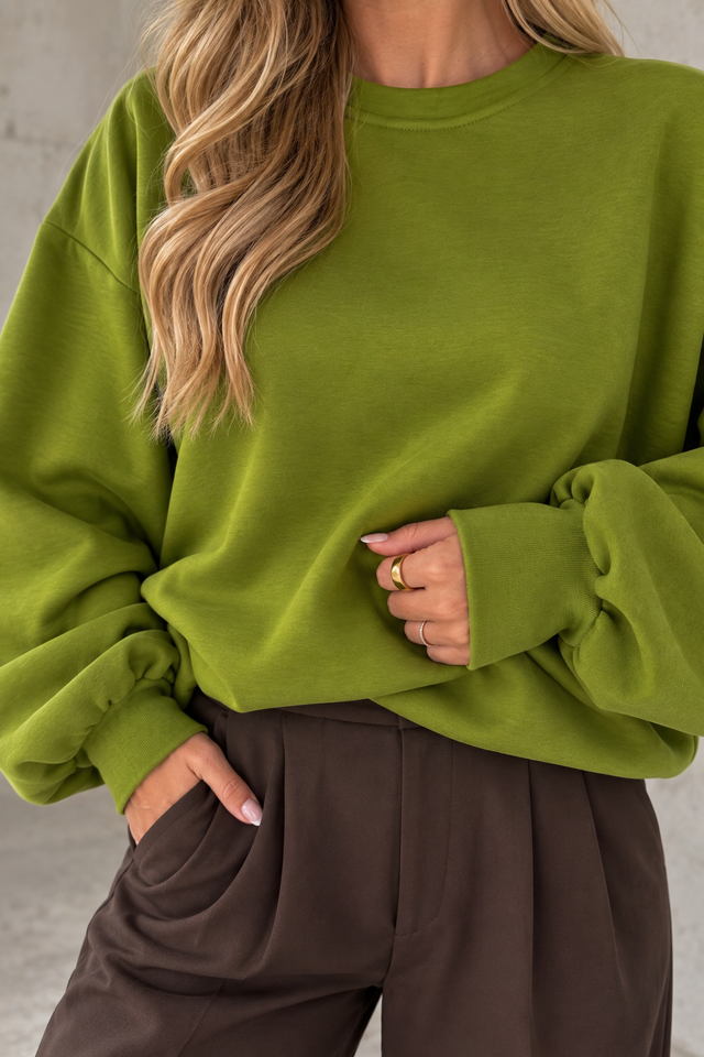 Butterstoff Pullover mit Gummizug unten grün