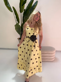 Luftiges Sommer Kleid BIG POLKA DOTS buttermilk lemon/coffee