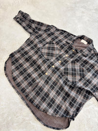 Weiches Oversize Flanellhemd kariert grau/schwarz