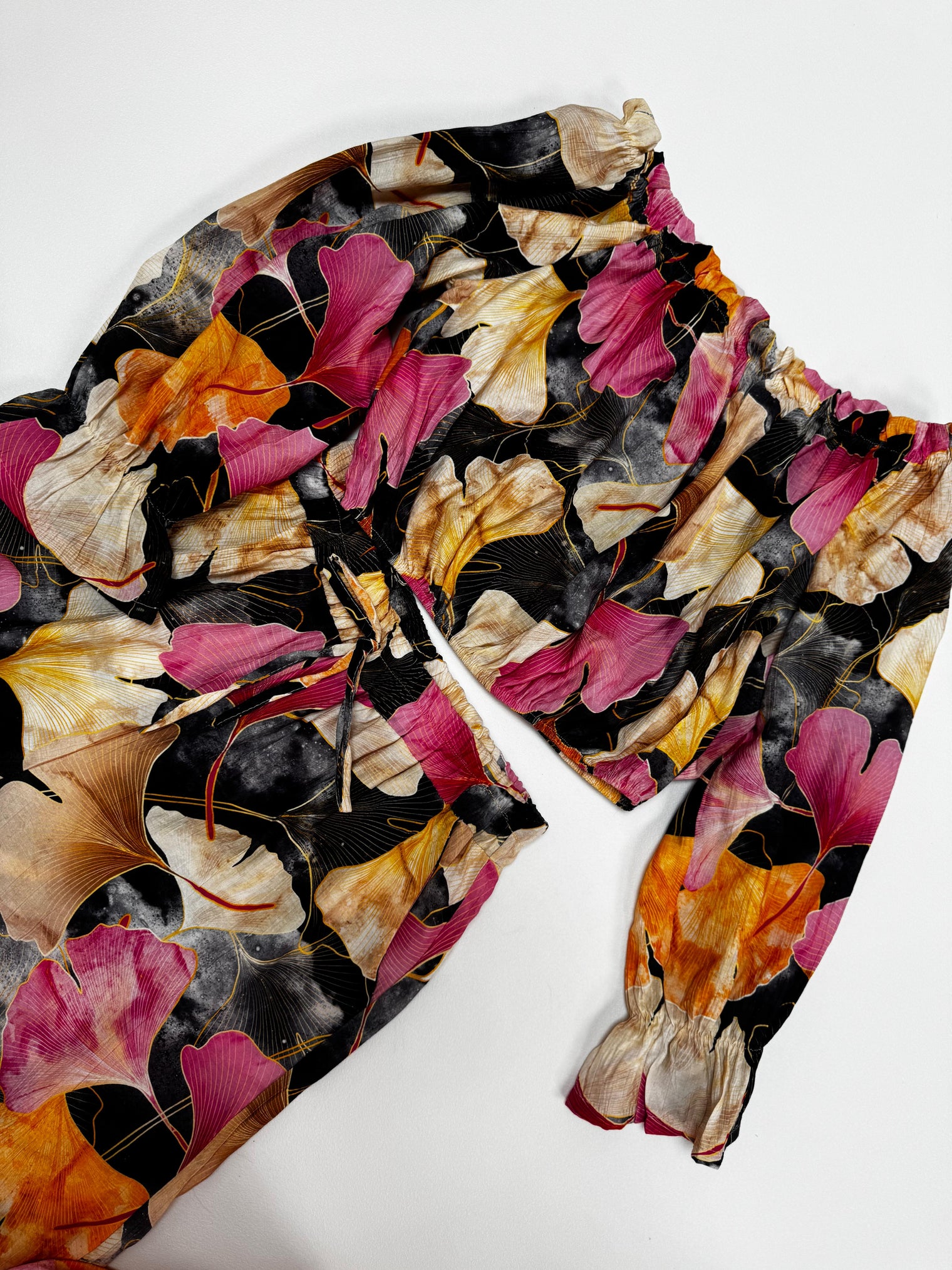 Sommer Hose FLORAL QUEEN schwarz/pink/creme