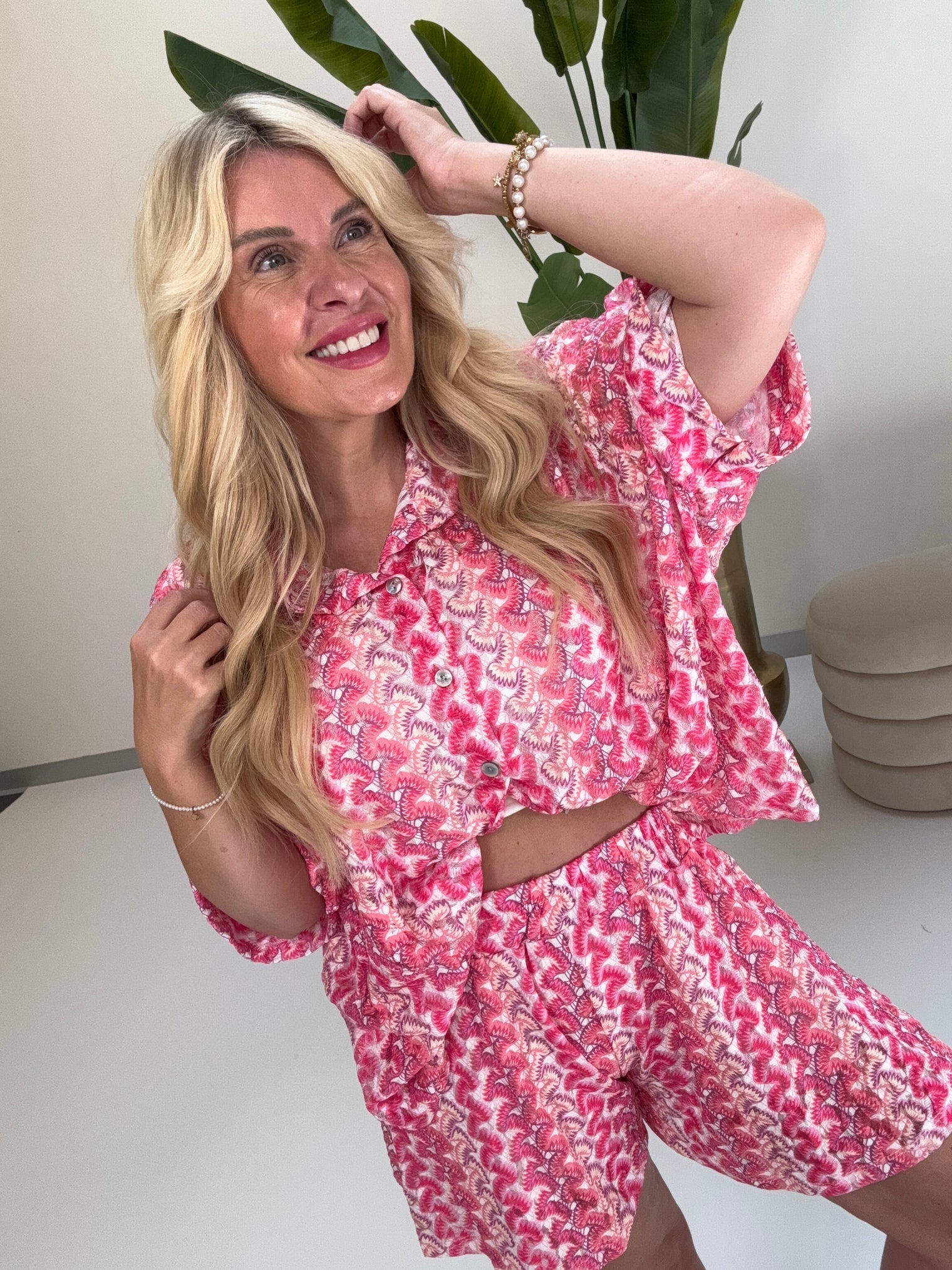Sommer Bluse kurzarm SUMMER HOT rosa/pink/flieder
