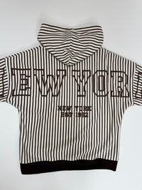 Hochwertiger Hoodie creme/coffee gestreift NEW YORK
