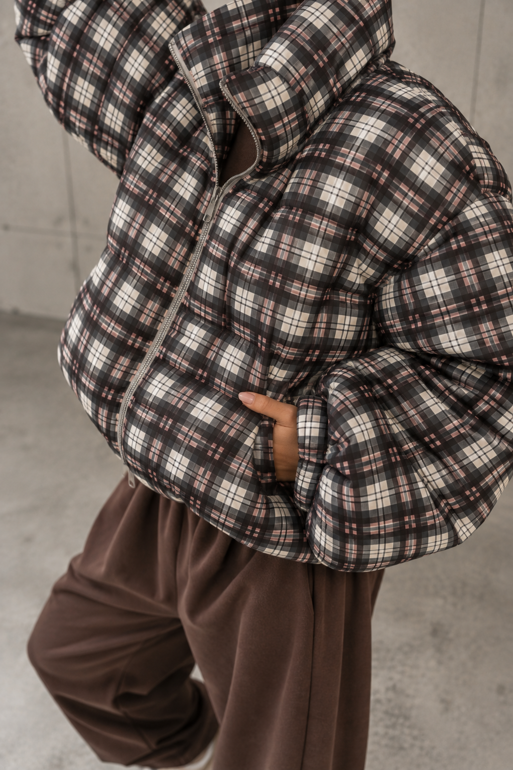 Jacke PUFFY POWER mit Reißverschluss kariert