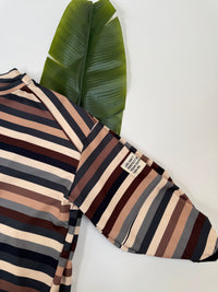 Butterstoff Sweater mit Patch am Ärmel SMALL STRIPES schwarz/braun/beige/creme/grau