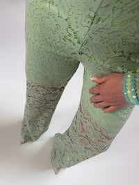Unterlegte Spitzenhose strechy mit ausgestelltem Bein Mint