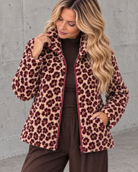 LEO Teddy Jacke creme/burgundy/camel