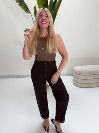 Stretch Mom Jeans DARK CHOCOLATE LEO