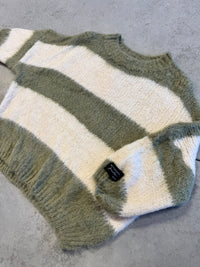 Strickpullover mit Patch khaki/creme