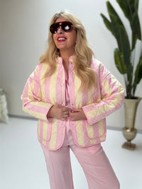 Stepp Jacke CALL ME STRIPES rosa/gelb